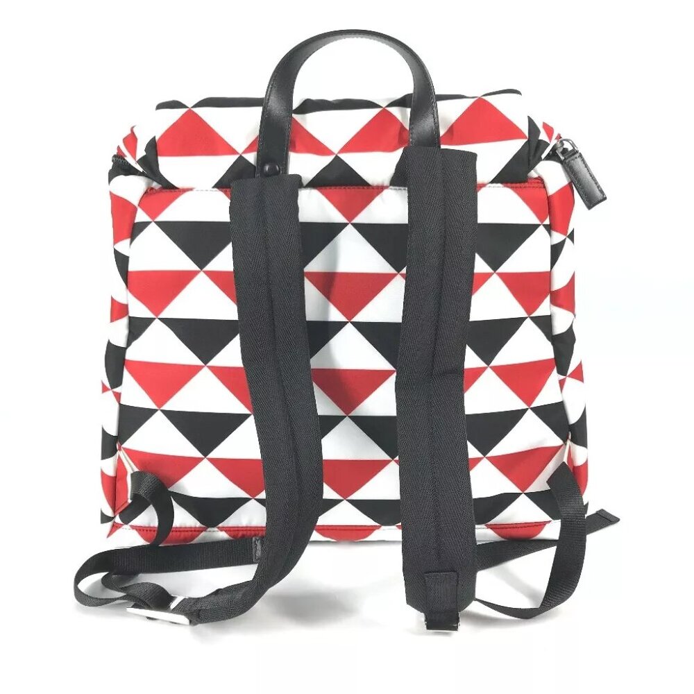 PRADA triangle logo plate Signeau print bag Backpack Nylon Red/White x Black - Picture 12 of 16